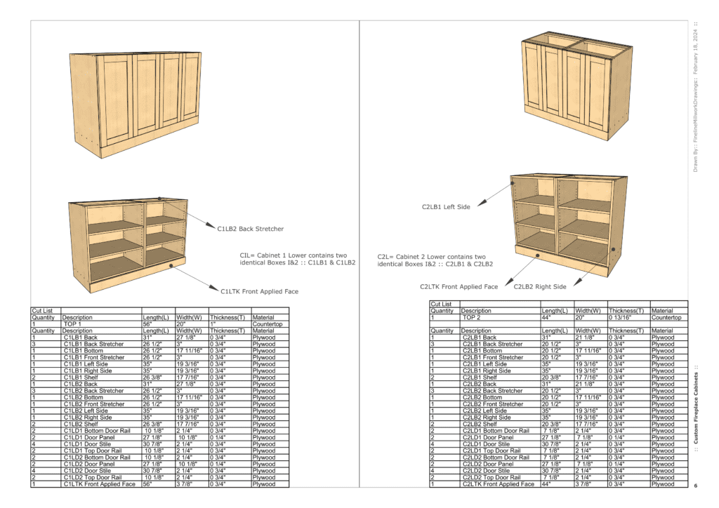 Custom Cabinets shop drawings