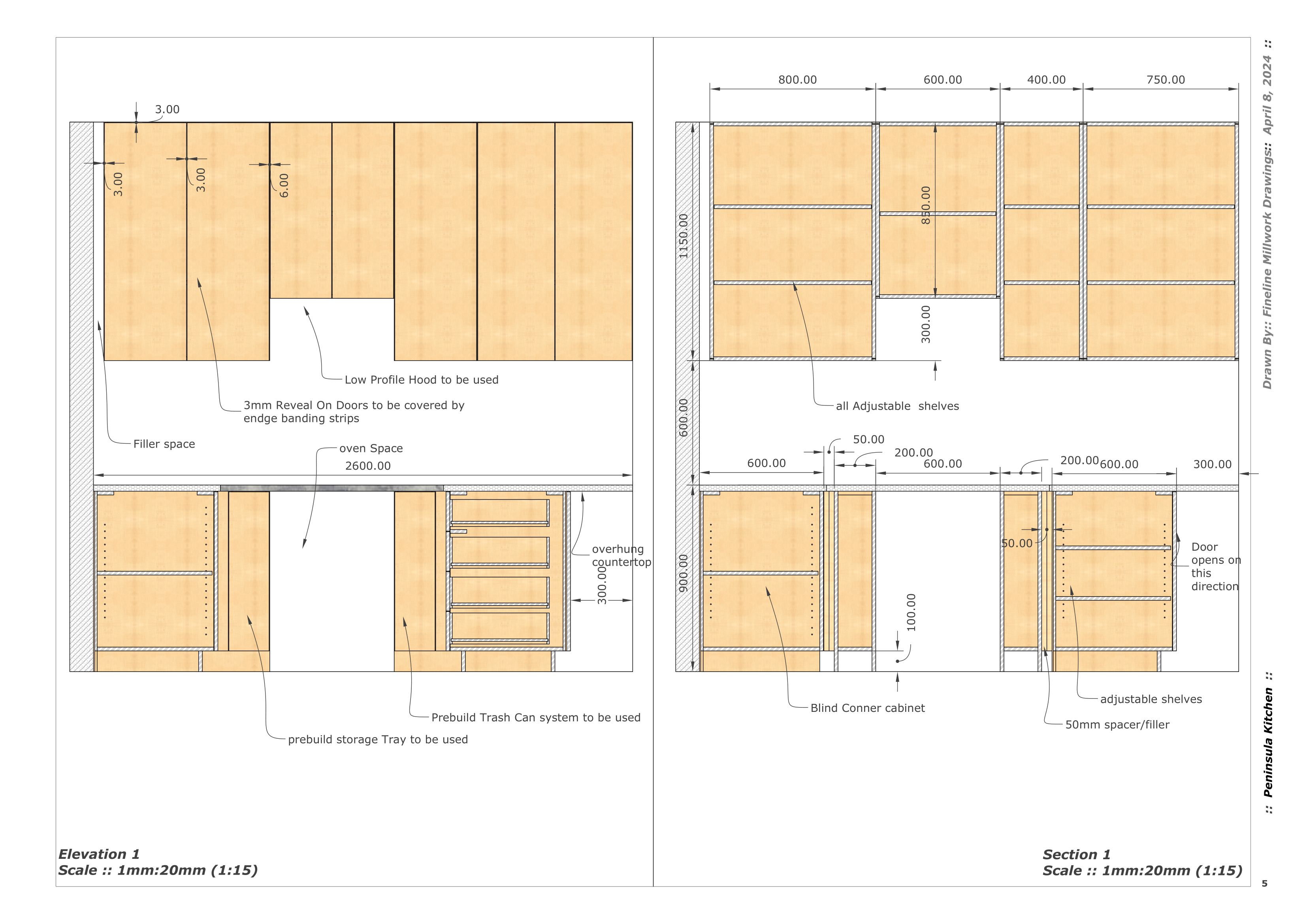 Peninsula Kitchen Shop Drawing