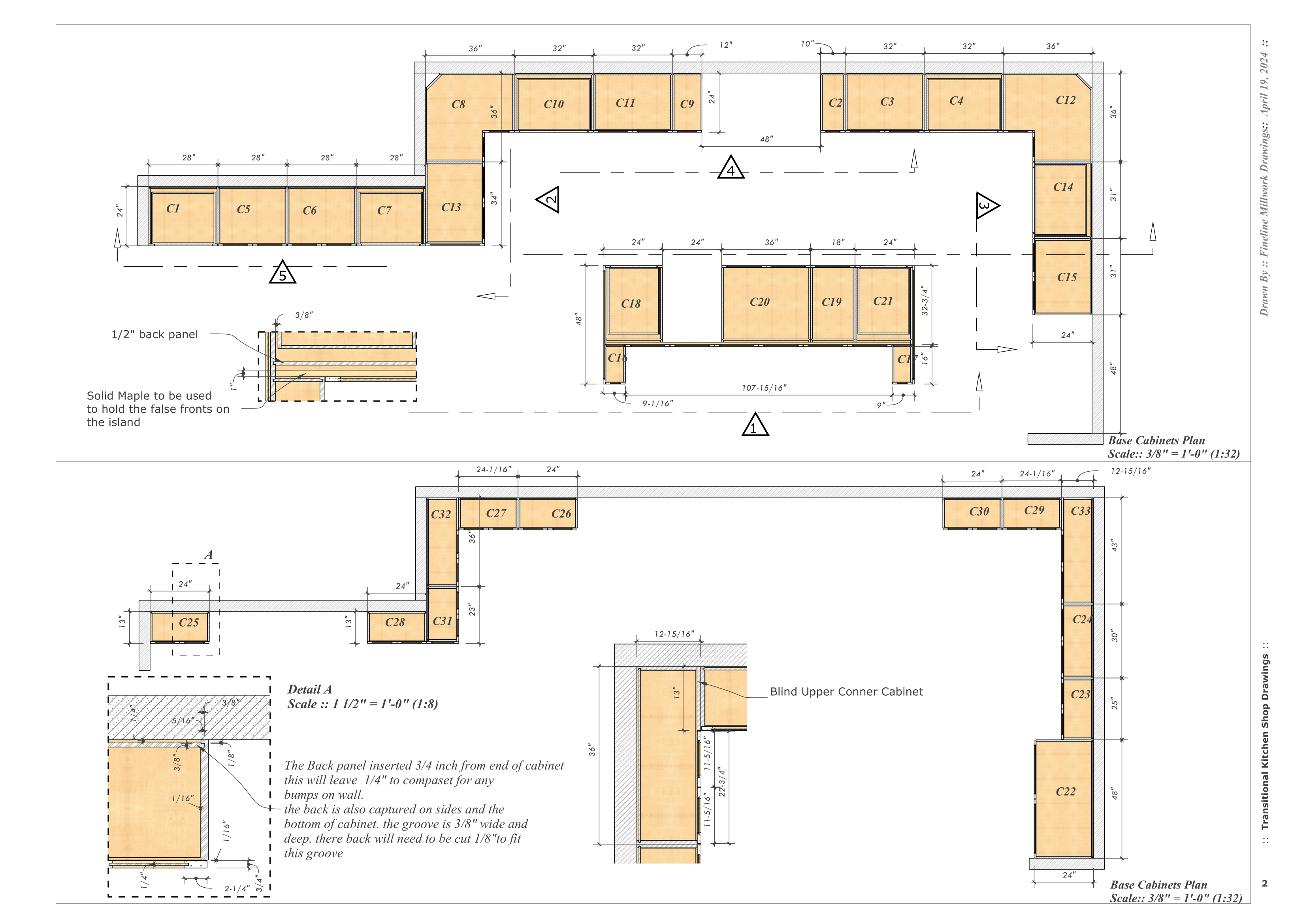 Fineline Millwork Drawings Kitchen Shop Drawings