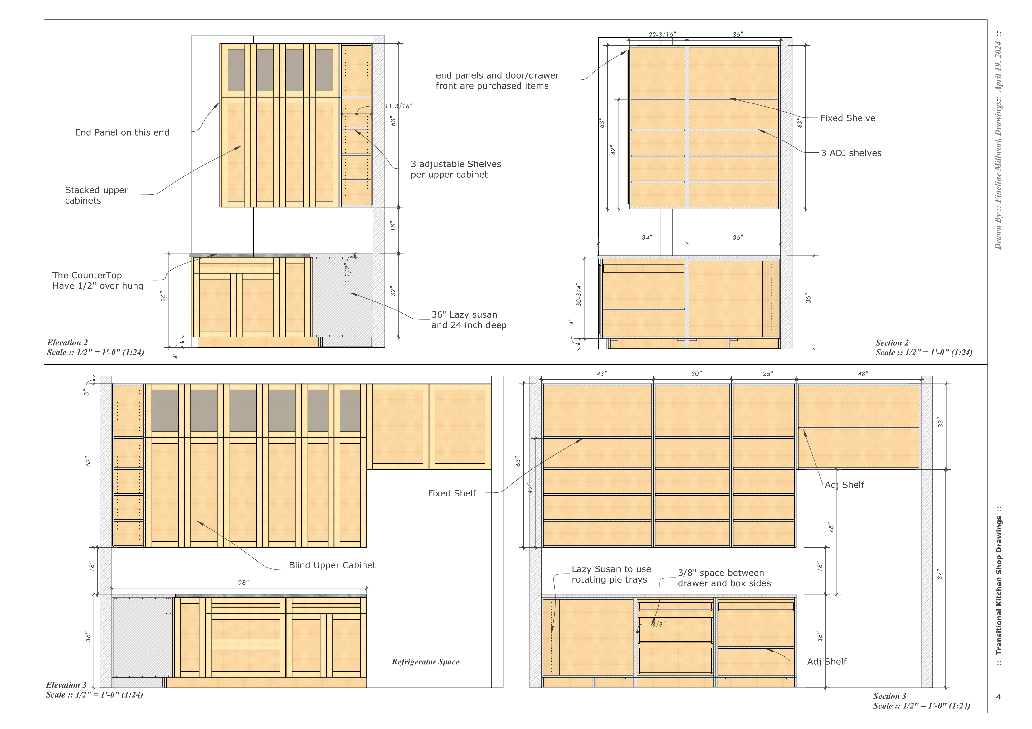 Fineline Millwork Drawings Kitchen Shop Drawings