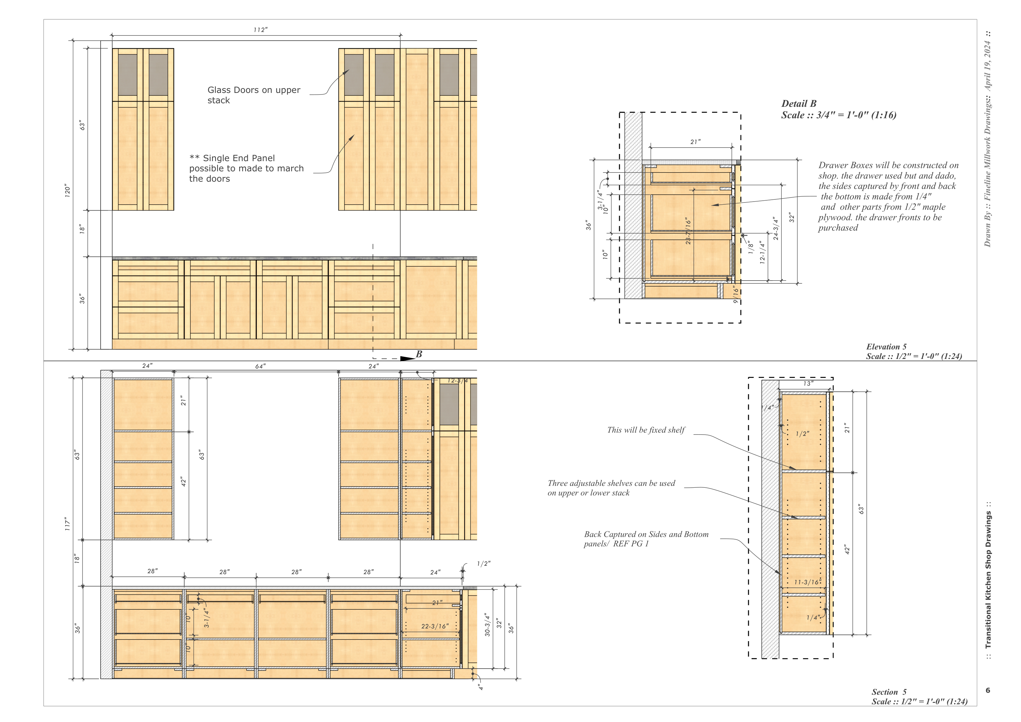 Fineline Millwork Drawings Kitchen Shop Drawings